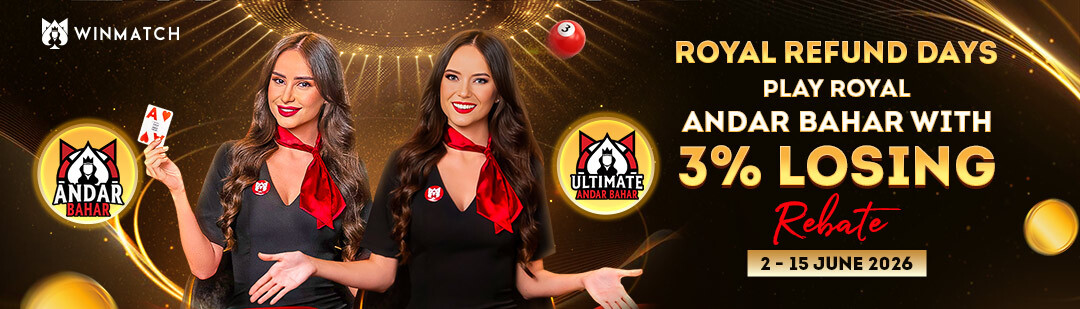 3% losing rebate with Royal Andar Bahar & Royal Ultimate Andar Bahar